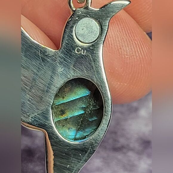 Malagasy Labradorite Hummingbird Pendant Necklace - Picture 10 of 15